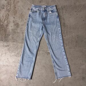 Zara Light Blue High Rise Straight Leg Jeans